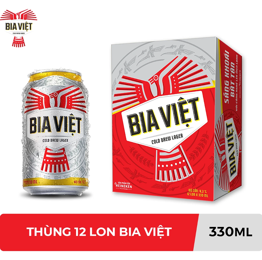 Thùng 12 lon Bia Việt - Bật lon trúng thưởng (330ml/lon)