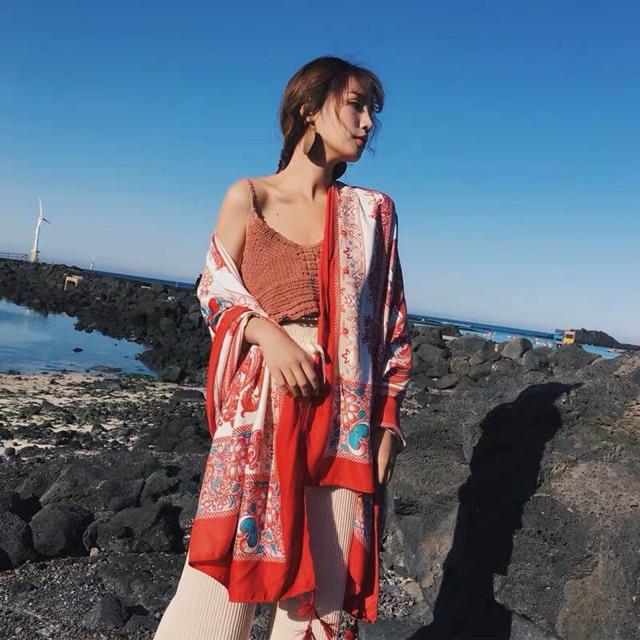 Khăn choàng du lịch biển khăn choàng boho in hoạ tiết thổ cẩm