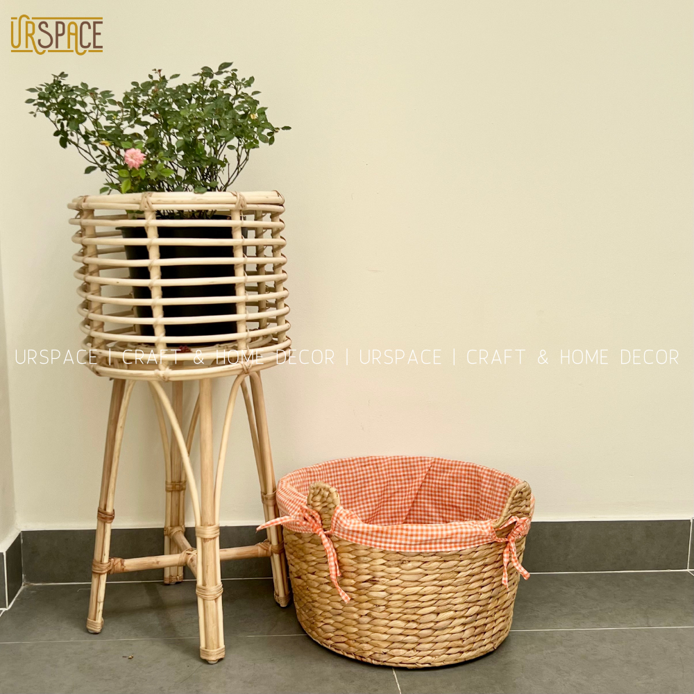 Giỏ lục bình đựng quần áo URSPACE trang trí decor sắp xếp không gian hình tai mèo dễ thương/ ROUND HYACINTH STORAGE BASKET