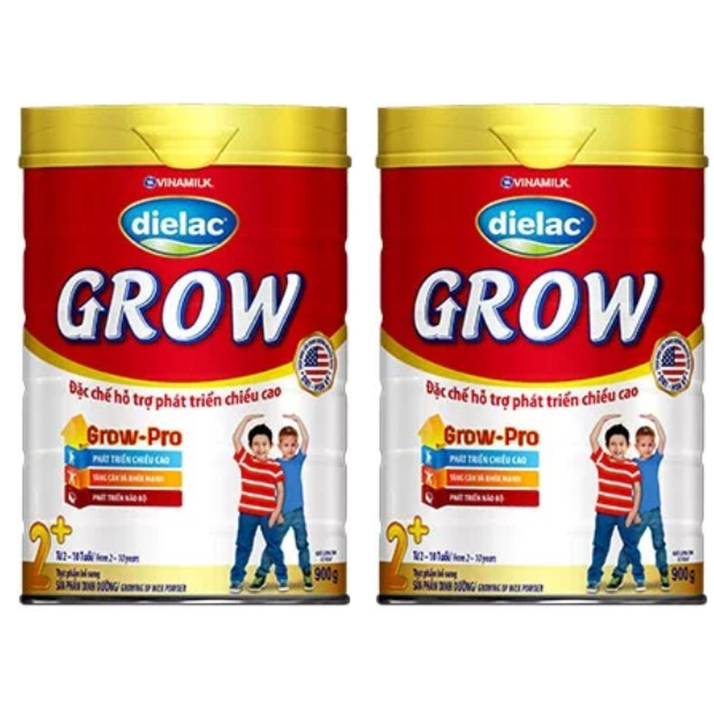 COMBO 2 HỘP SỮA BỘT DIELAC GROW 2+ 900G (CHO TRẺ TỪ 2 - 10 TUỔI)