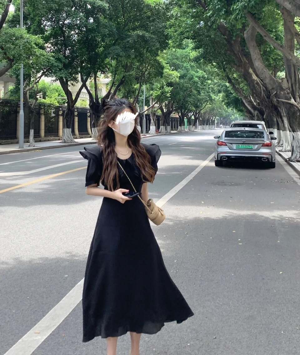 Đầm maxi tơ cổ bèo ulzzang hàn quốc