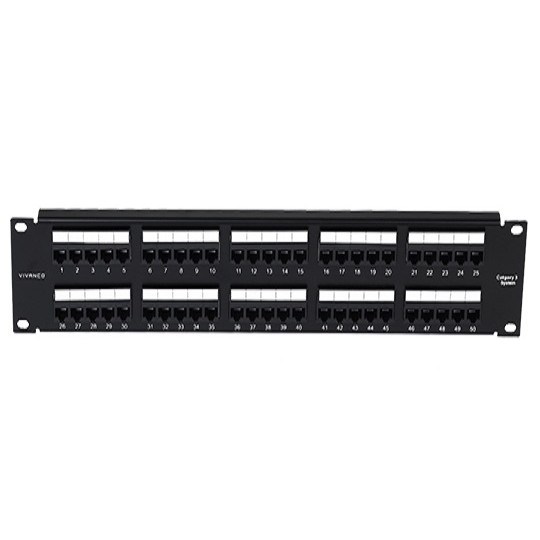 Bảng cắm Patch Panel VIVANCO 50 port voice Unshielded hỗ trợ chuẩn CAT6 và CAT.5E - Hàng Chính Hãng