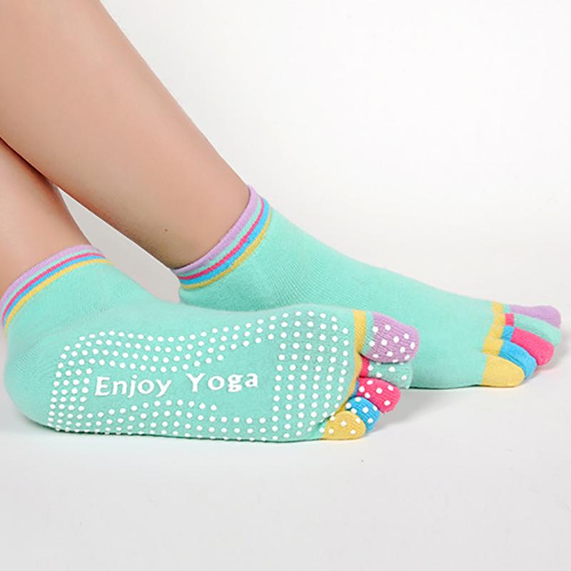 Blossomora Non-Slip Ladies Dance vớ cotton thể thao khỏe mạnh tất năm chân Color: Colorful Gray Size: EUR 35-39