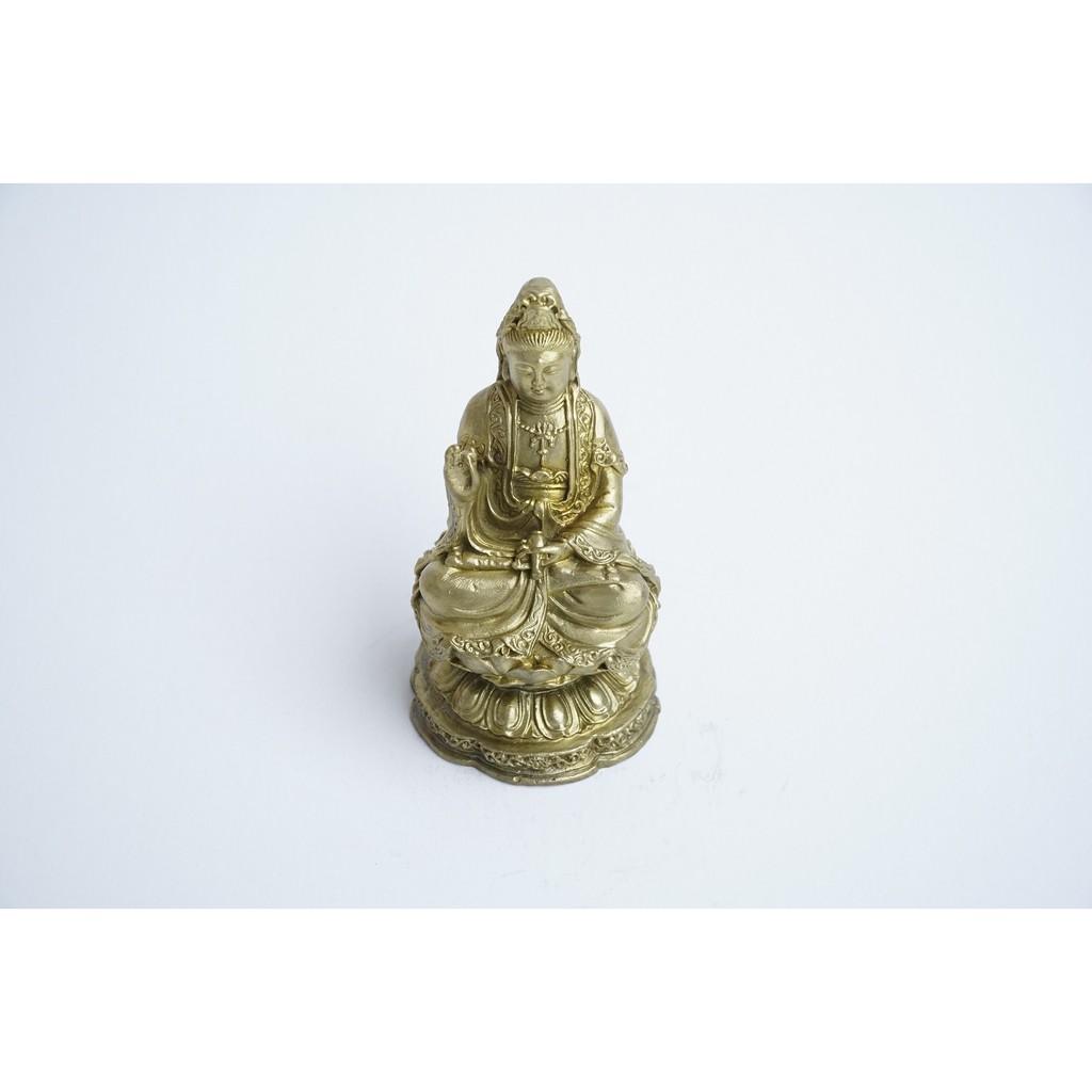 Tượng Phật Quán Thế Âm Bồ Tát bằng đồng ngồi - Cao 10cm