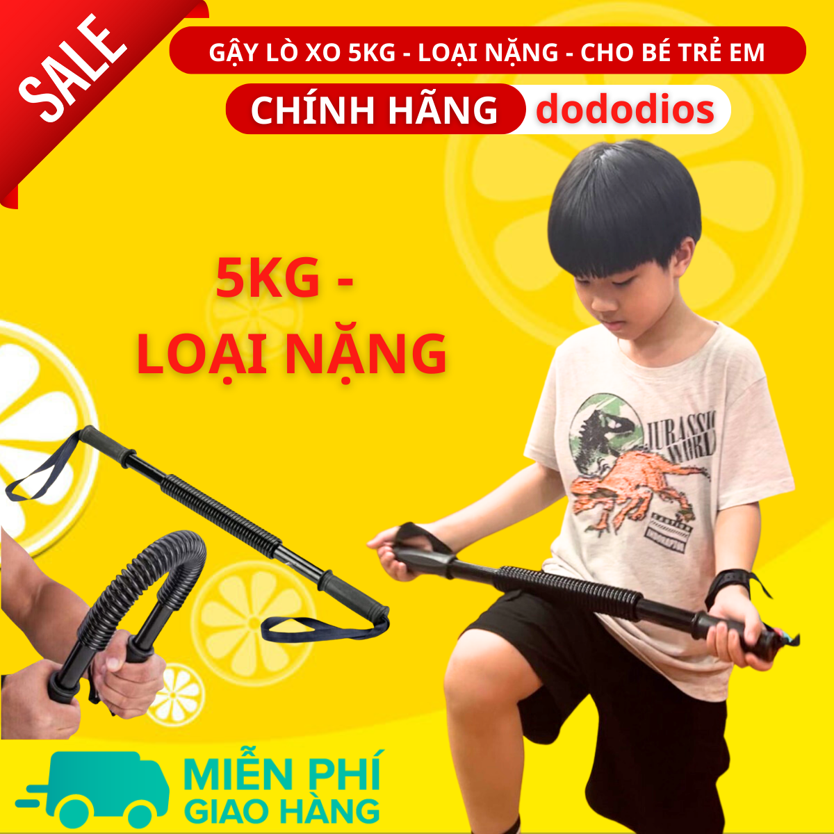 thanh lò xo tập cơ tay 5kg cho bé trẻ em - dụng cụ tập thể dục thể thao gậy lò xo 5kg tại nhà  - thanh lò xo 5kg - Chính hãng dododios