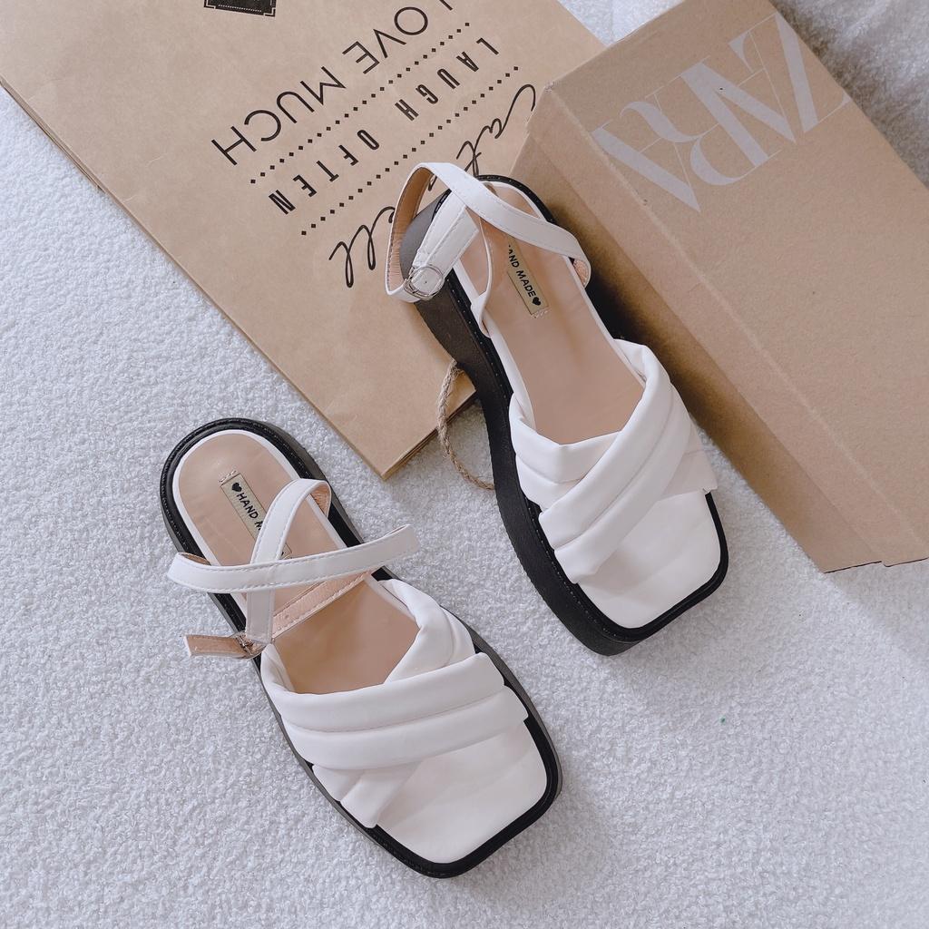 Giày sandal nữ ulzzang đế xuồng chéo trơn 4p đế mềm nữ Shoes Paradise SD015