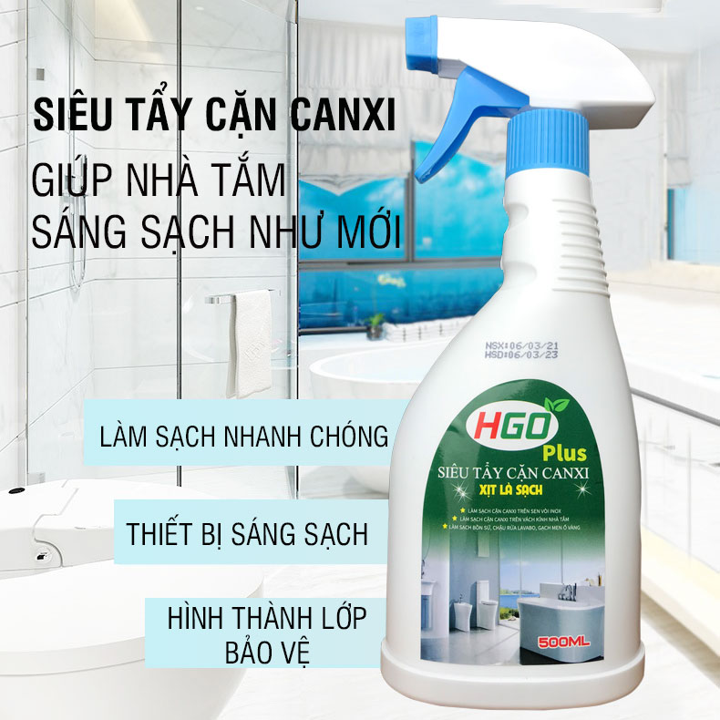 Tẩy cặn canxi nhà tắm HGO Plus an toàn, tiện lợi, hiệu quả 500ml