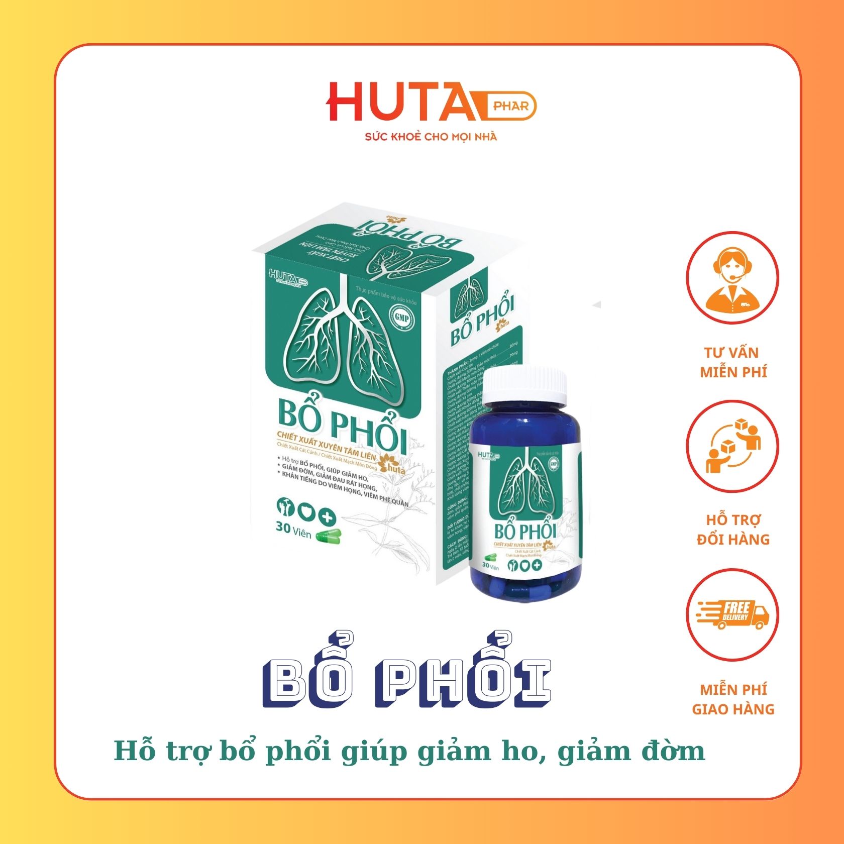 BỔ PHỔI -30 viên Hỗ trợ bổ phổi, giảm ho, giảm đờm