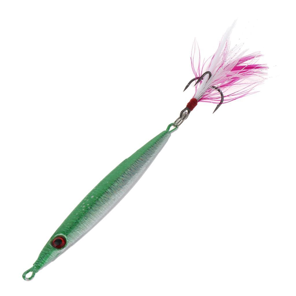 Hard Jigging Lead Fish Baits 21g 8cm Metal Fishing Lure Long Casting Lure with Feather Hook