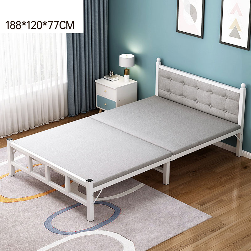 HOT Giường gấp khung sắt 120cm kèm tựa lưng và Đệm cao cấp - Giường ngủ khung sắt có tựa lưng Gấp gọn đa năng PR01