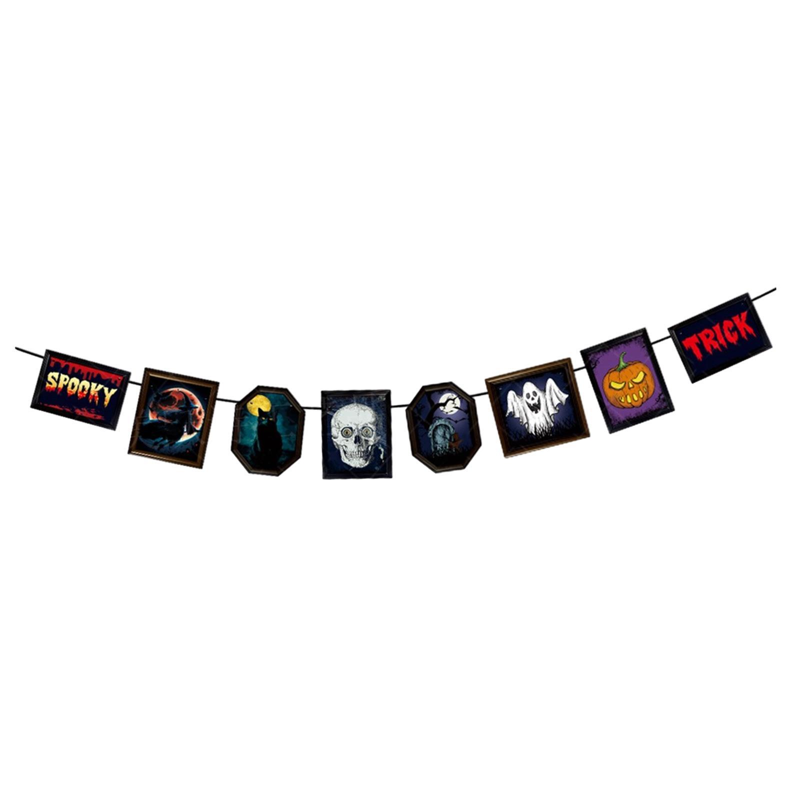 Halloween Banner Halloween Decoration Fireplace Wall Halloween Pull Flag Halloween Garland Supplies for Yard Garden Horror Movie Theme Party
