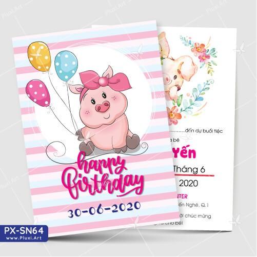 Thiệp thôi nôi – sinh nhật theo yêu cầu Pluxi