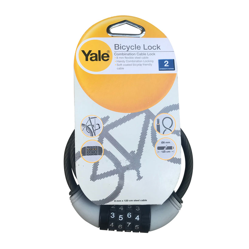 Khóa dây xe đạp 4 số Yale YCCL1/8/120/1 cáp dài 120cm