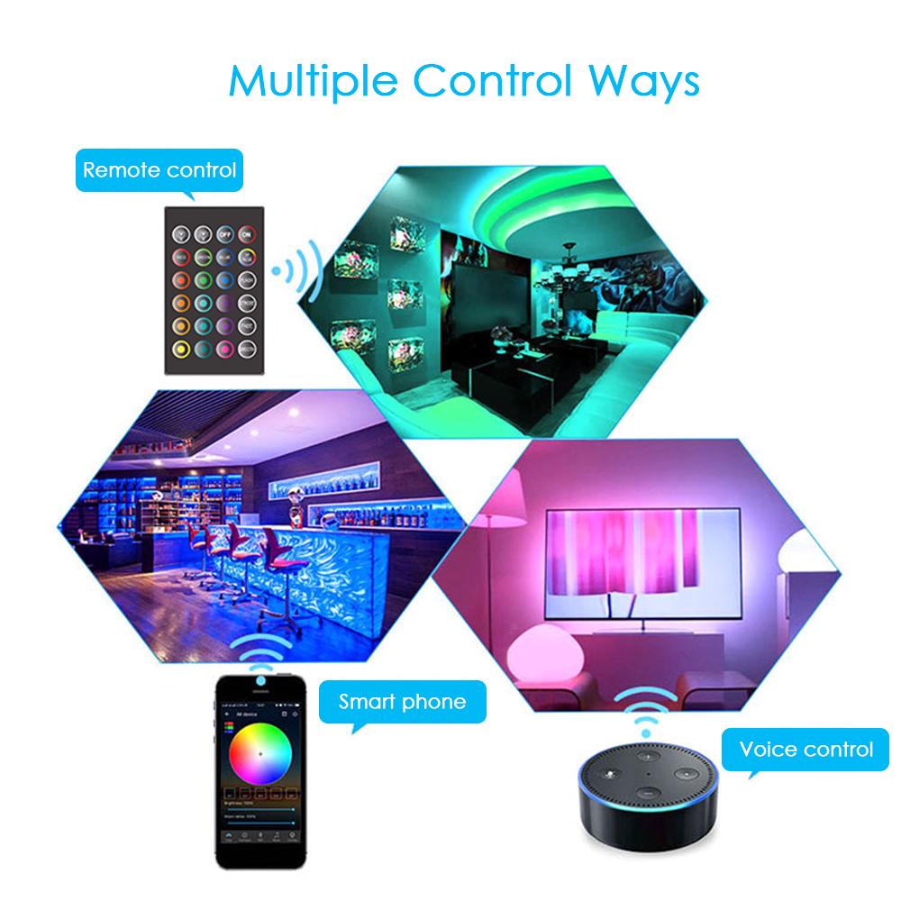 Dải Đèn LED Wi-Fi RGB LED 16,4ft 150 hỗ trợ điều khiển 16 triệu màu bằng app smarrt life và giọng nói