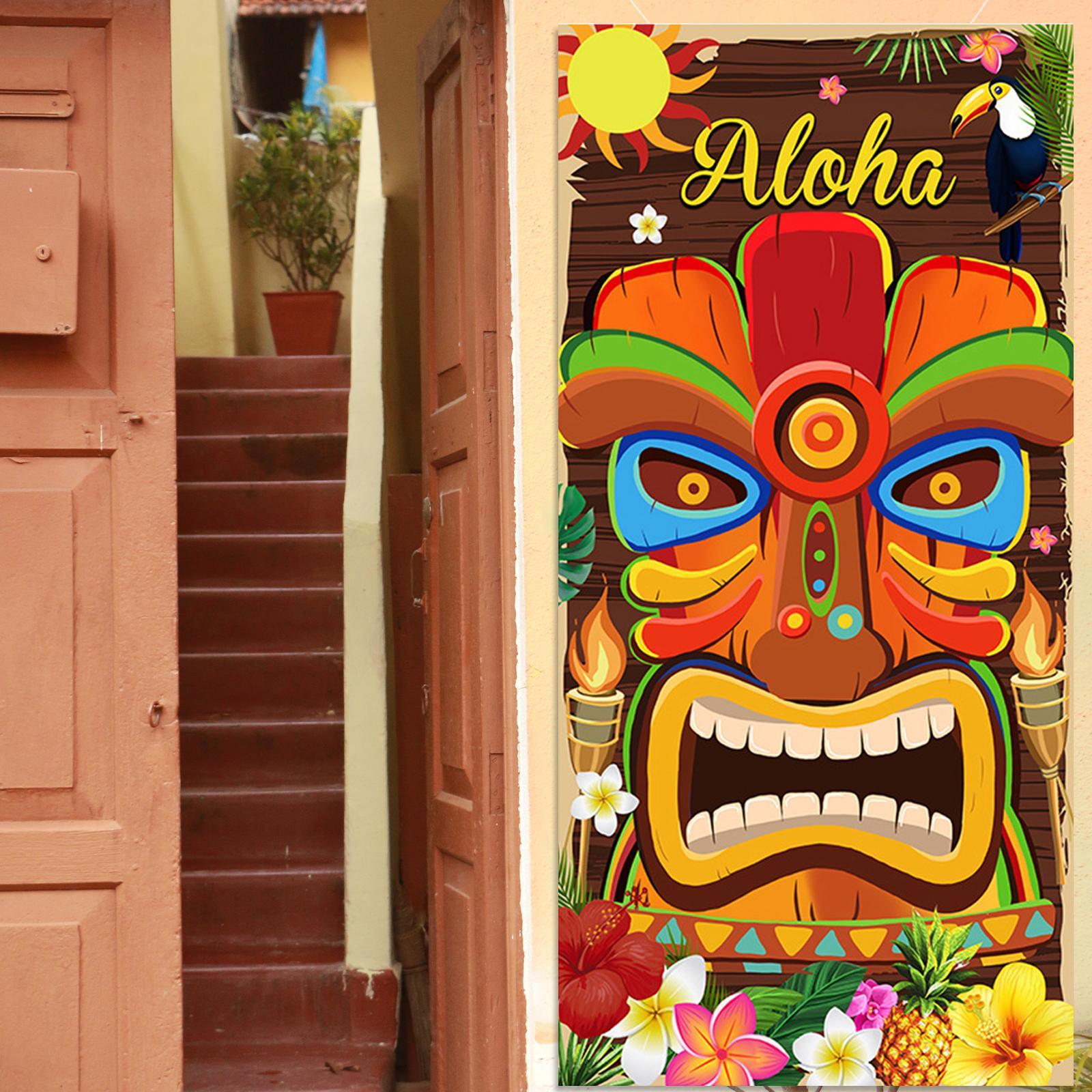 Aloha Party Backdrop Luau Party Decoration Carnival Reusable Background Door Porch Signs Summer Aloha Party Banner for Tropical Beach