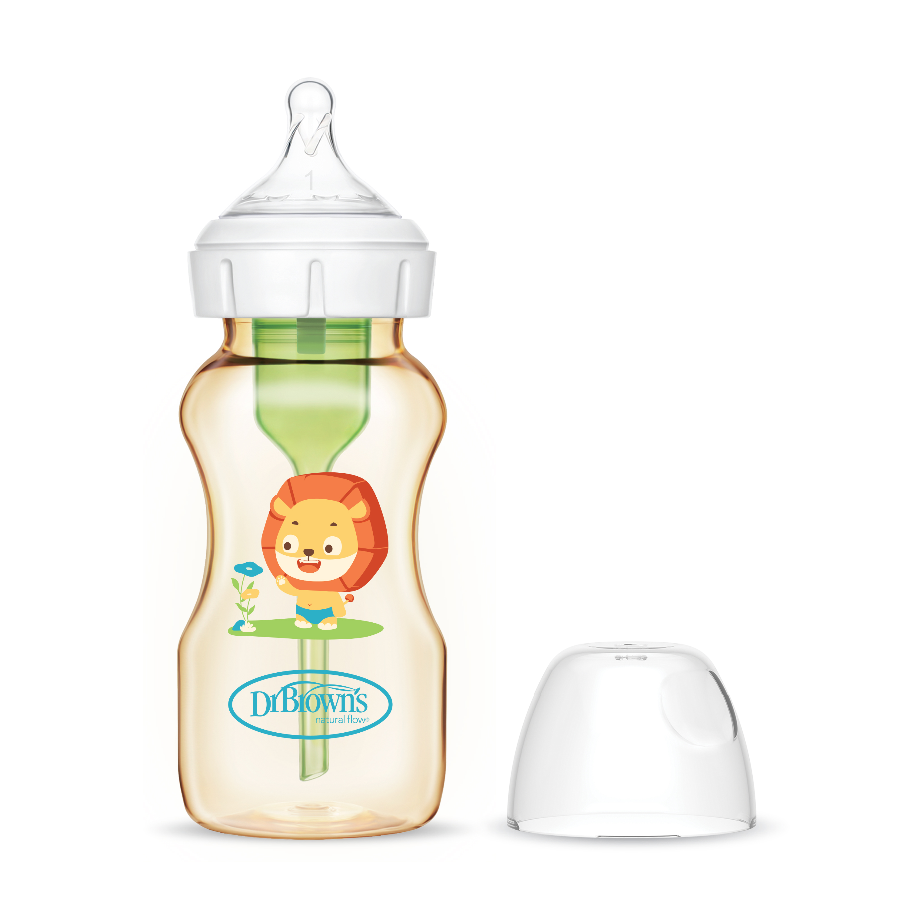 [ WB91018-CH ] Bình sữa Dr.Brown's cổ rộng, nhựa PPSU, 270ml, họa tiết hình con sư tử