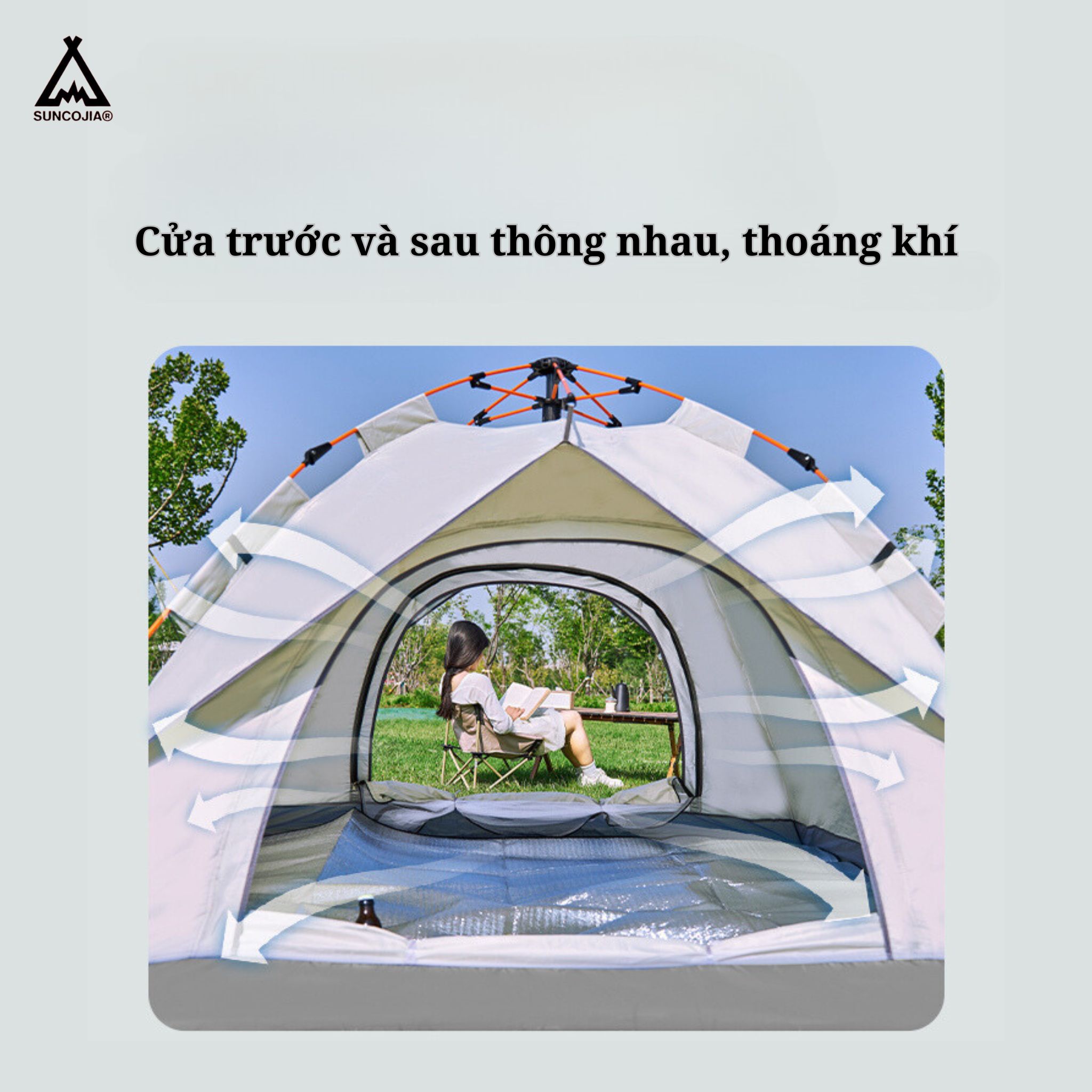 Lều tự động Suncojia, lều ngoài trời chống nắng, lều cắm trại dã ngoại, kích thước 2x2m