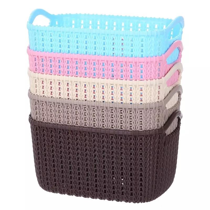 Giỏ Nhựa Giả Mây Đựng Đồ Đa Năng Ht707 - Giao Ngẫu Nhiên - Hàng Loại 1