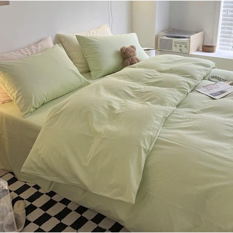 Bộ Chăn Ga Gối Cotton Tici Đũi Hàng Nhập Khẩu Nguyên Bộ 4 Món Màu Vintage nhẹ nhàng