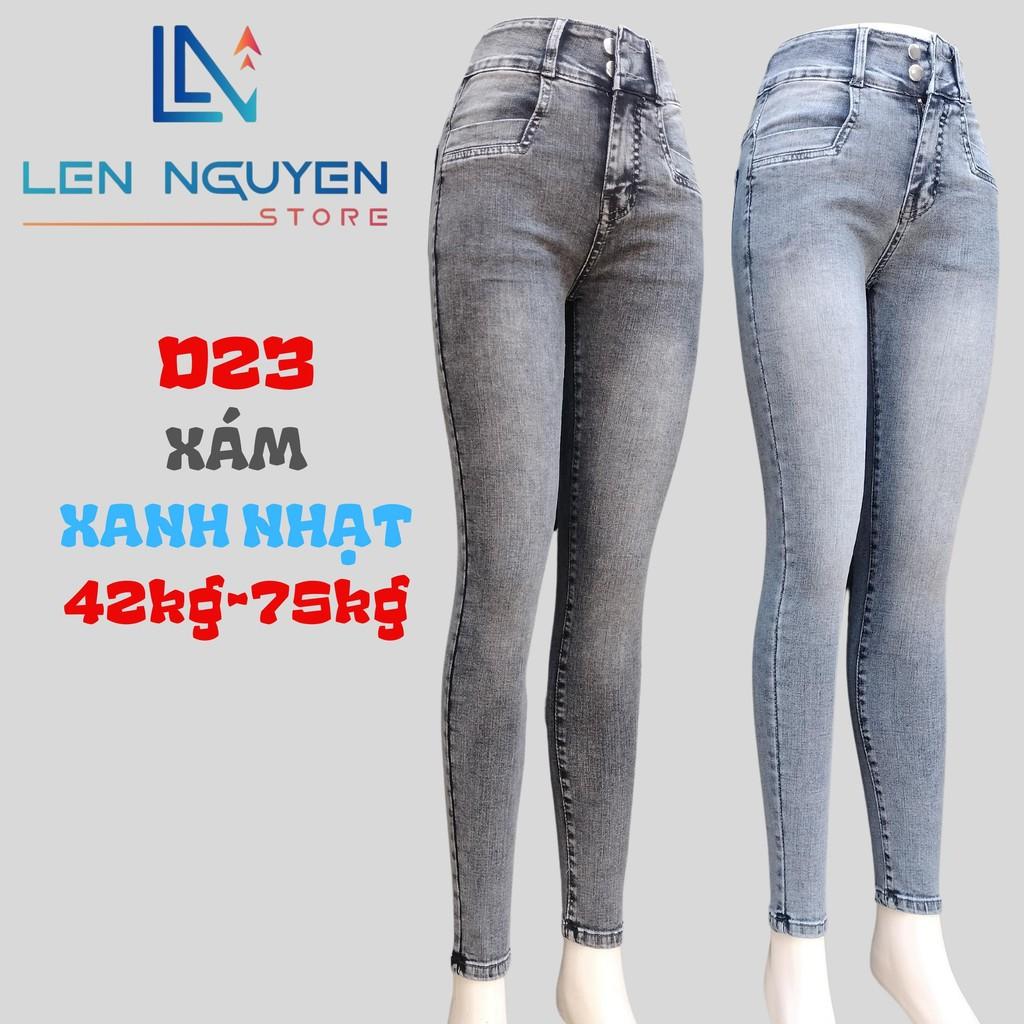 D23_Quần jean nữ, dài, lưng cao, quần bò nữ dáng ôm, quần rin nữ có big size, cho 42kg đến 75kg,LEN NGUYEN STORE - Xám