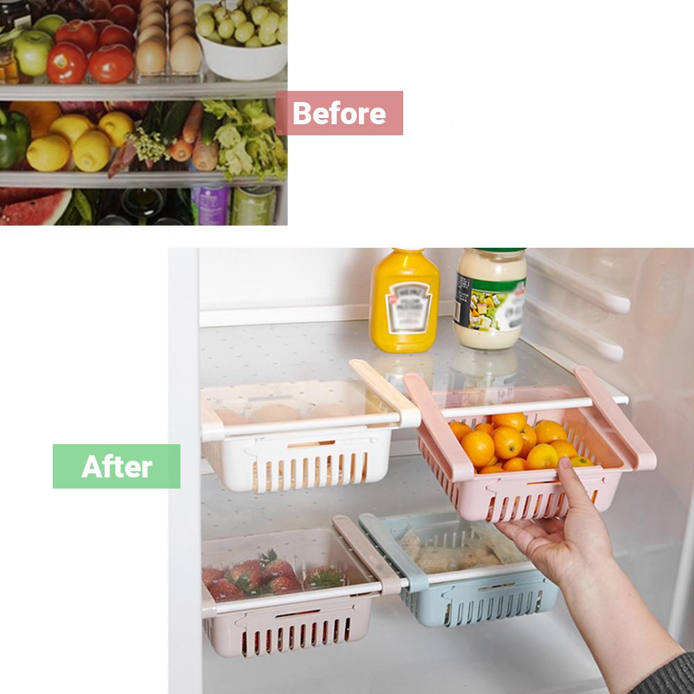 Rỗ đựng đồ nhà bếp phù hợp trong tủ lạnh Thiết kế kéo ra để tăng sức chưa, bằng chất liệu PP cao cấp