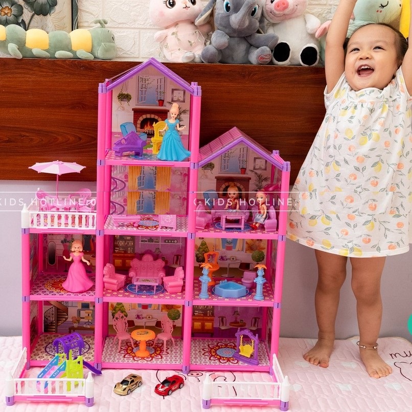 Nhà búp bê cỡ lớn đồ chơi mô hình cho bé lắp ráp tăng trí tưởng tượng, quà tặng sinh nhật cho bé