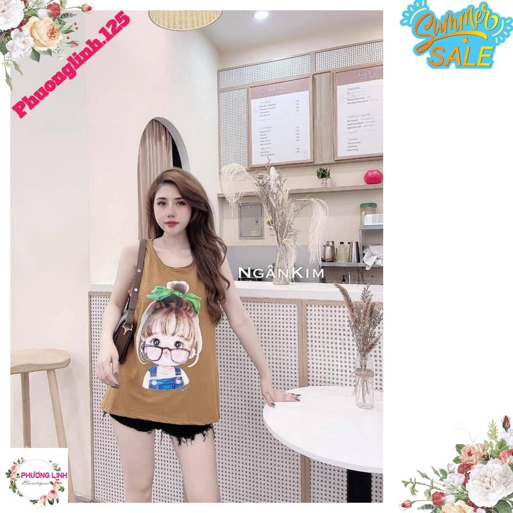 ÁO BA LỖ NỮ HÌNH CÔ BÉ NƠ XANH