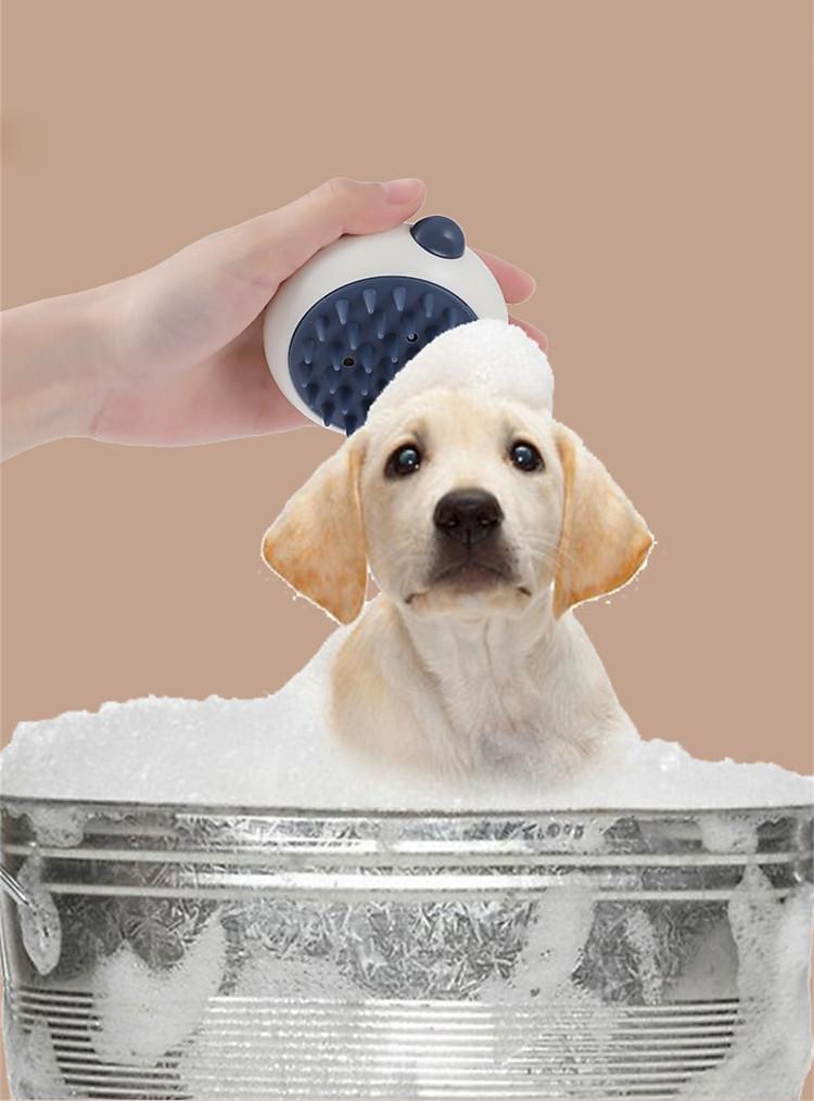 Bàn Chải Silicon Cao Cấp Tắm Gội Chải Lông Massage Cho Chó Mèo Có Chỗ Đựng Sữa Tắm Hình Gấu Siêu Dễ Thương