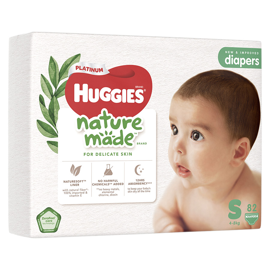 Tã Dán Siêu Cao Cấp Huggies Platinum Naturemade S82 (82 Miếng)