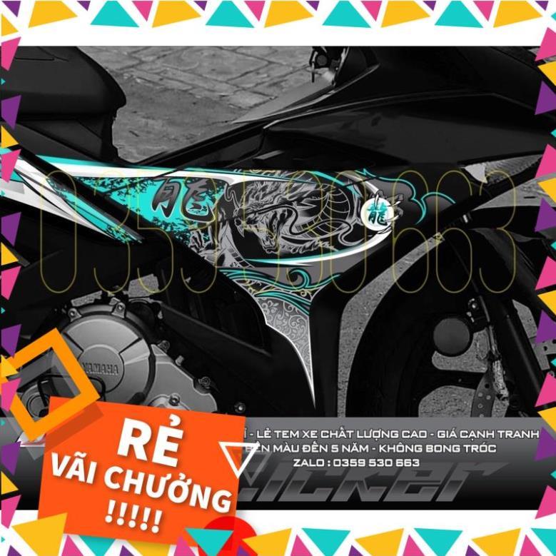 Tem rời Dragon rồng xanh ngọc dán Exciter 150 xe đen