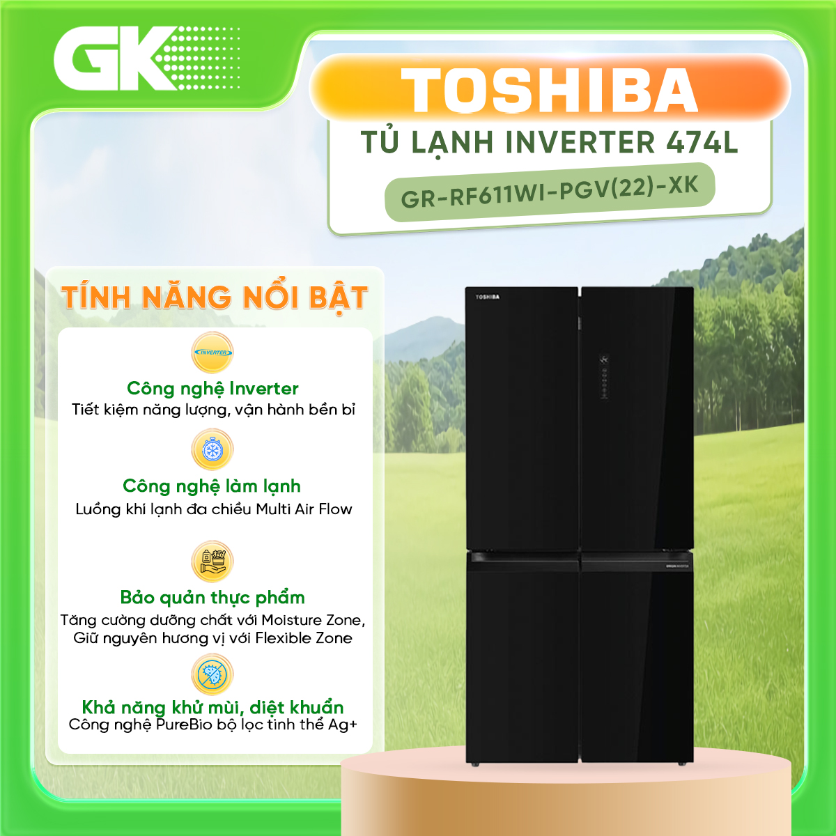 GR-RF611WI-PGV(22)-XK - Tủ Lạnh Origin Inverter Toshiba GR-RF611WI-PGV(22)-XK - Hàng Chính Hãng - Chỉ Giao Hồ Chí Minh