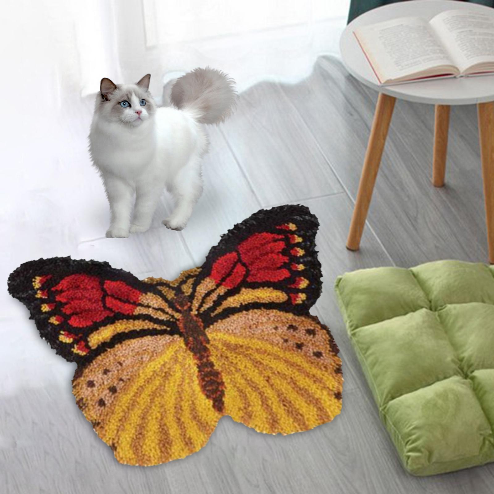 Handmade Latch Hook Rug Kit Butterfly Shaped Carpet Crochet Yarn Kit Latch Hooking Rug Kits Home Decor Festival Gift
