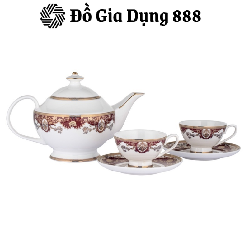 Bộ Trà Sứ Viền Đỏ Imperial London, Bộ Ấm Trà Sứ Cao Cấp Hoàng Gia, Nhập Đức