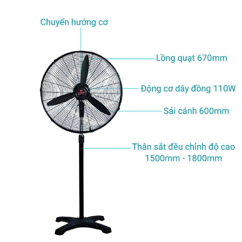 Quạt đứng công nghiệp LIFAN Đ24CX 110W sử dụng nhà xưởng quán ăn cà phê - Hàng chính hãng