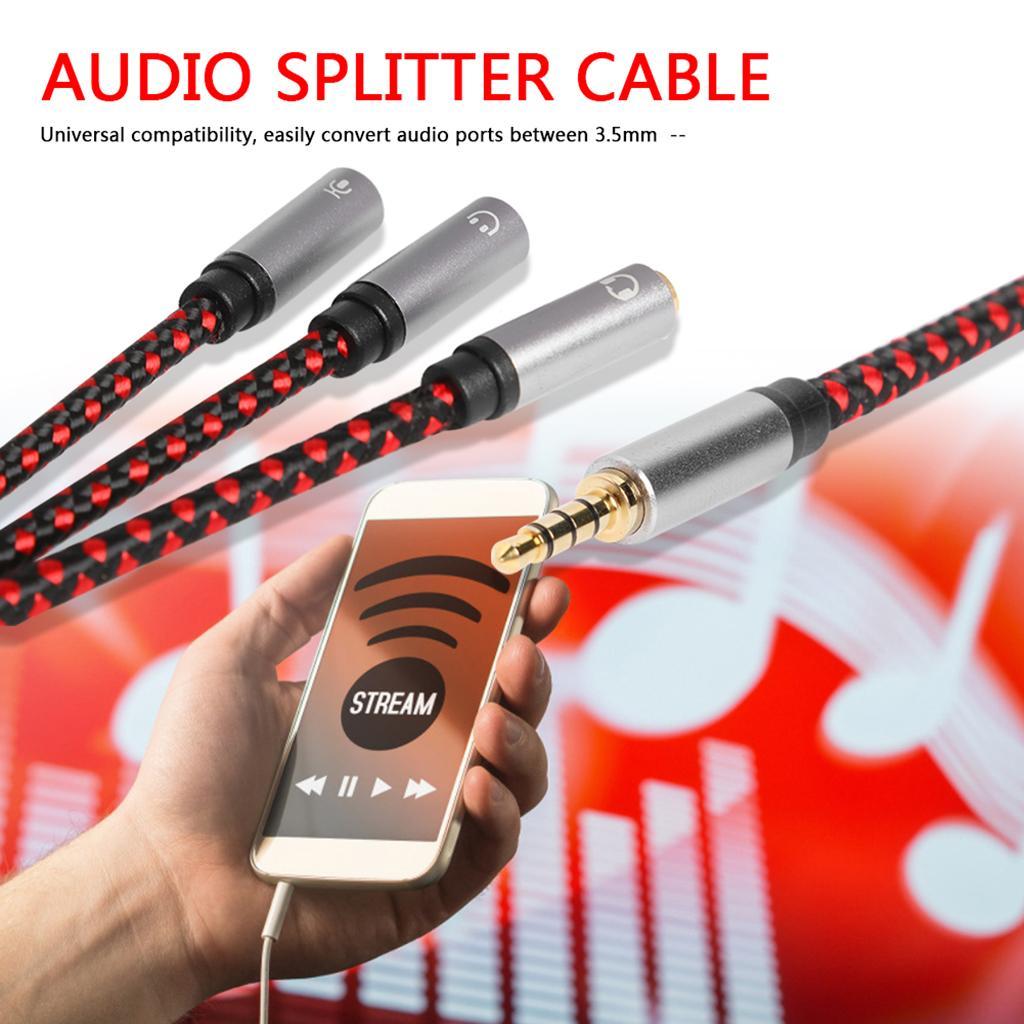 11.8" 3.5mm Male to 3X Female Splitter Audio Cable 3 Way Splitter for Headphone