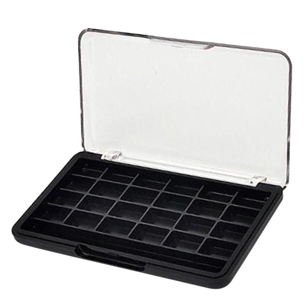 2Pcs 24 Grids Eyeshadow Palette Box Blush Powder Holder Case w/ Brush Slot