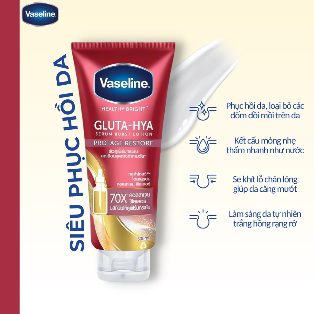 dưỡng thể Vaseline Gluta Hya Pro Age Restore 70X Trắng Da Chống Lão Hoá thái lan (màu đỏ mới nhất)( không có tem phụ- không xuất hóa đơn )