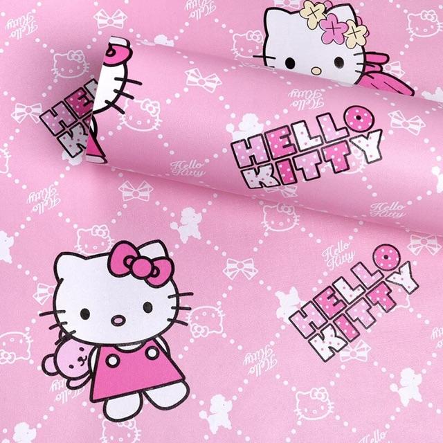 Giấy dán tường helo kitty các mẫu sẵn keo cuộn dài 10m khổ rộng 45cm