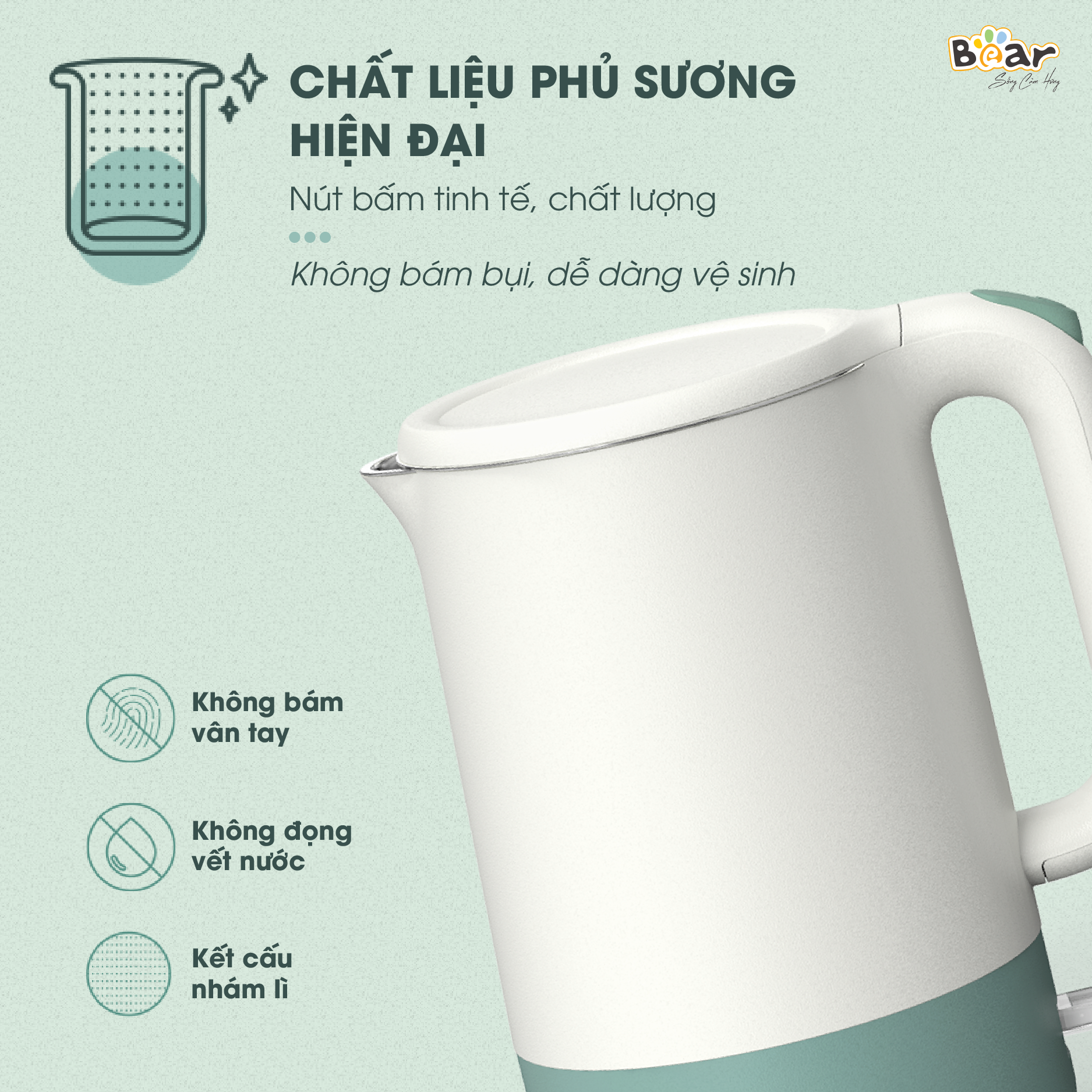 Ấm Siêu Tốc 1,7L Bear Công Suất Lớn, Bình Đun Nước Nóng Nhanh Pha Trà, Bền Bỉ ZDH-Q17B1 - Hàng Chính Hãng