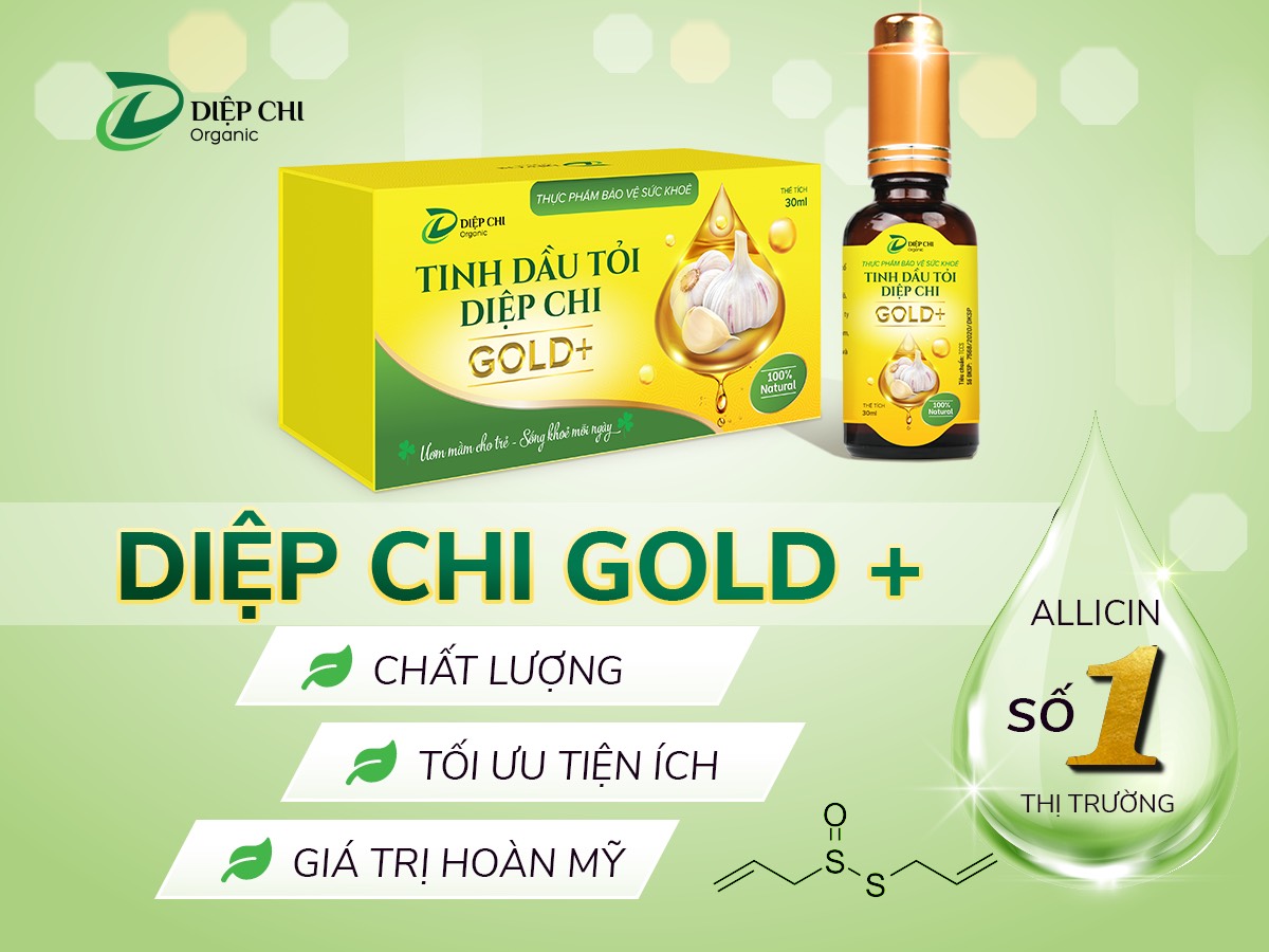 Tinh Dầu Tỏi Diệp Chi Gold+ Kháng Sinh Tự Nhiên Trị Ho Cảm Cúm Sổ Mũi, Tăng Cường Đề Kháng Cho Trẻ Em Và Phụ Nữ Có Thai Lọ 30ml