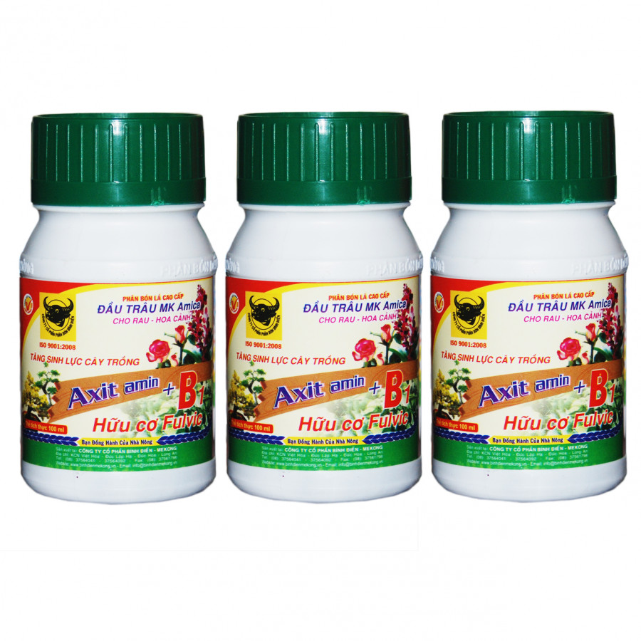 Bộ 3 lọ thuốc kích thích ra rễ cực mạnh Axit amin + Vitamin B1 Đầu Trâu MK Amica (3 lọ x 100ml)