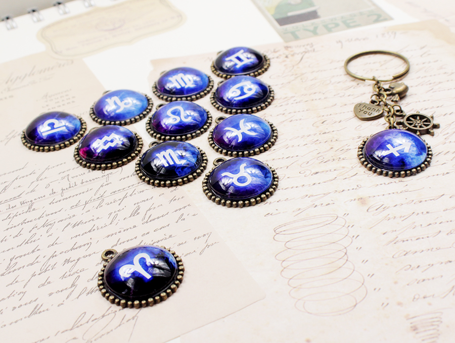 Móc khóa 12 cung hoàng đạo Zodiac màu sắc tươi sáng siêu đẹp 06646-MK0021