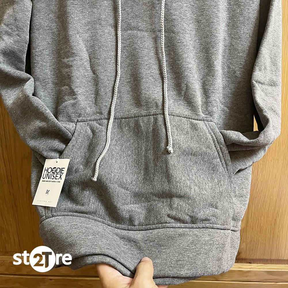 Áo hoodie unisex 2T Store H07 màu xám đậm khoác nỉ chui đầu nón 2 lớp dày dặn đẹp chất lượng