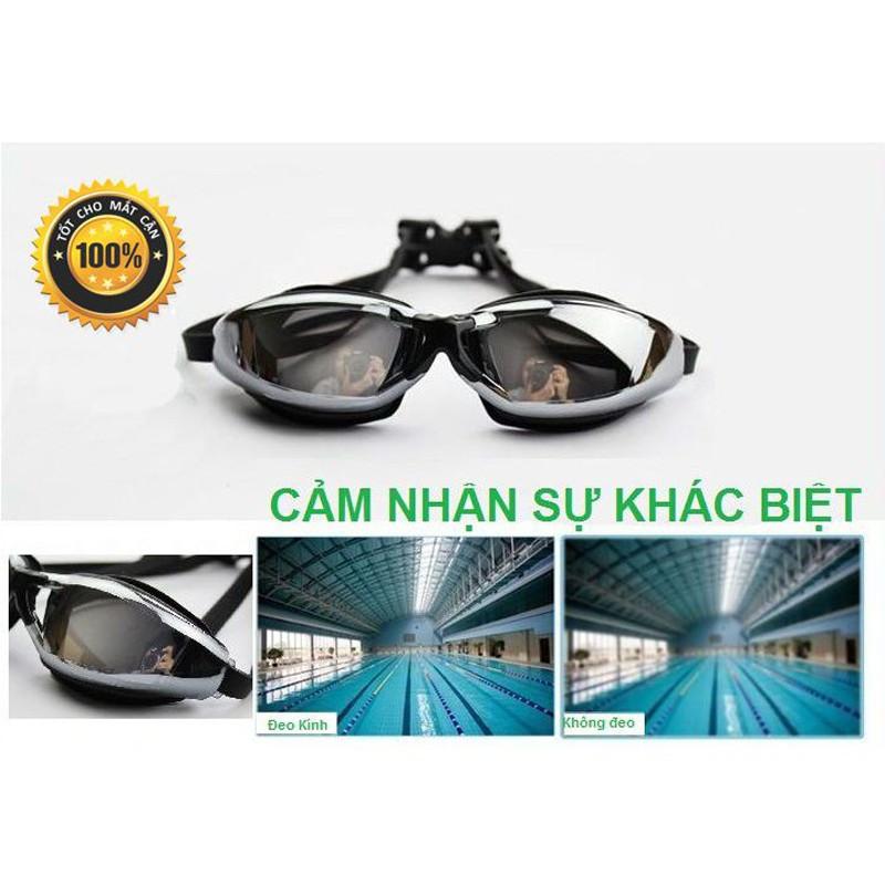 Kính bơi cận cho người lớn nam nữ có độ từ 1.5 độ đến 8.0 độ POPO mắt kiếng bơi cận thị tráng gương chống UV