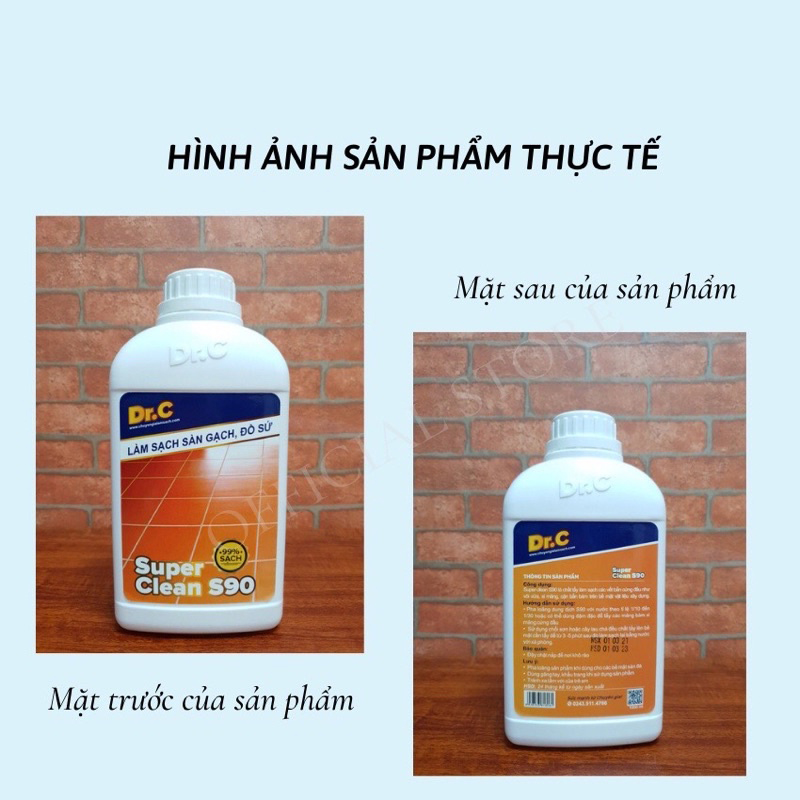 Làm Sạch Sàn Gạch, Thiết Bị Men Sứ - Super Clean S90 Tẩy Xi Măng, Vôi Vữa, Rong Rêu