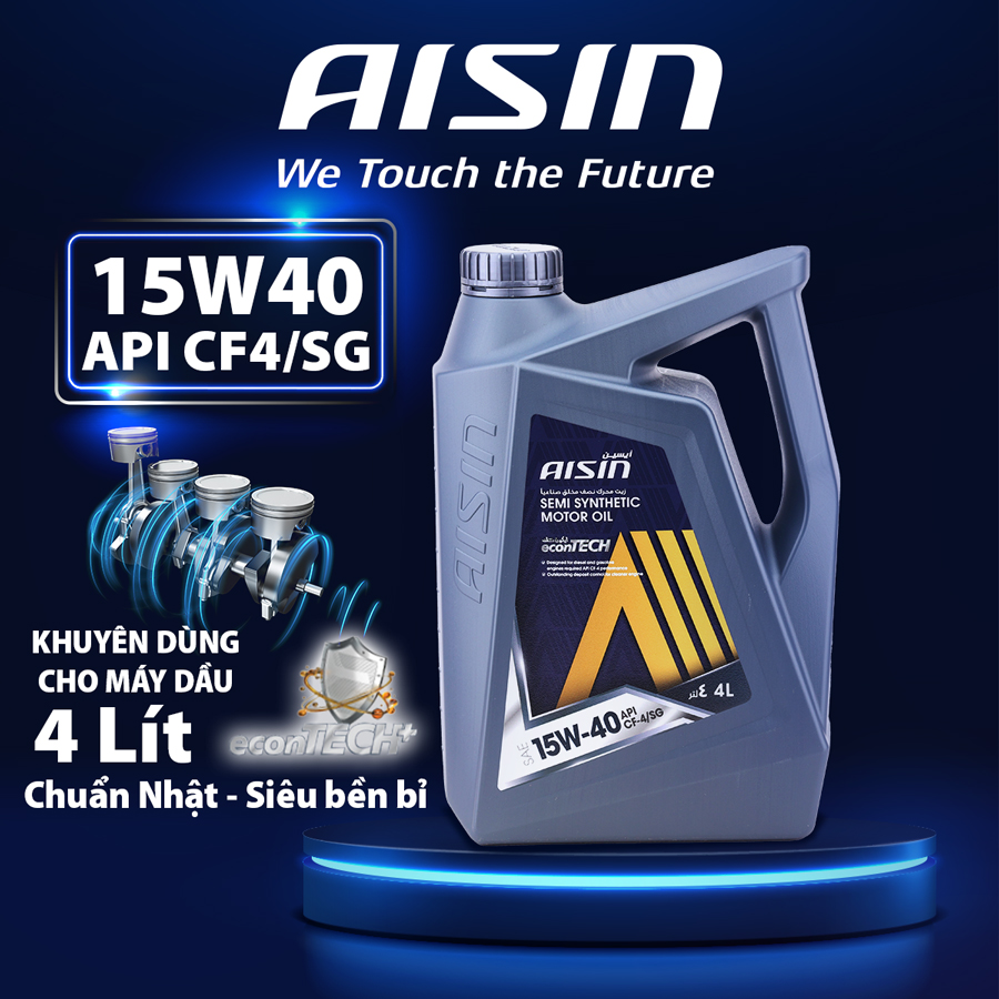 Dầu Nhớt Bán Tổng Hợp AISIN Econtech+ CF4/SG 15W40 4 Lít ECSF1544PB - Nhập Khẩu Chính Hãng