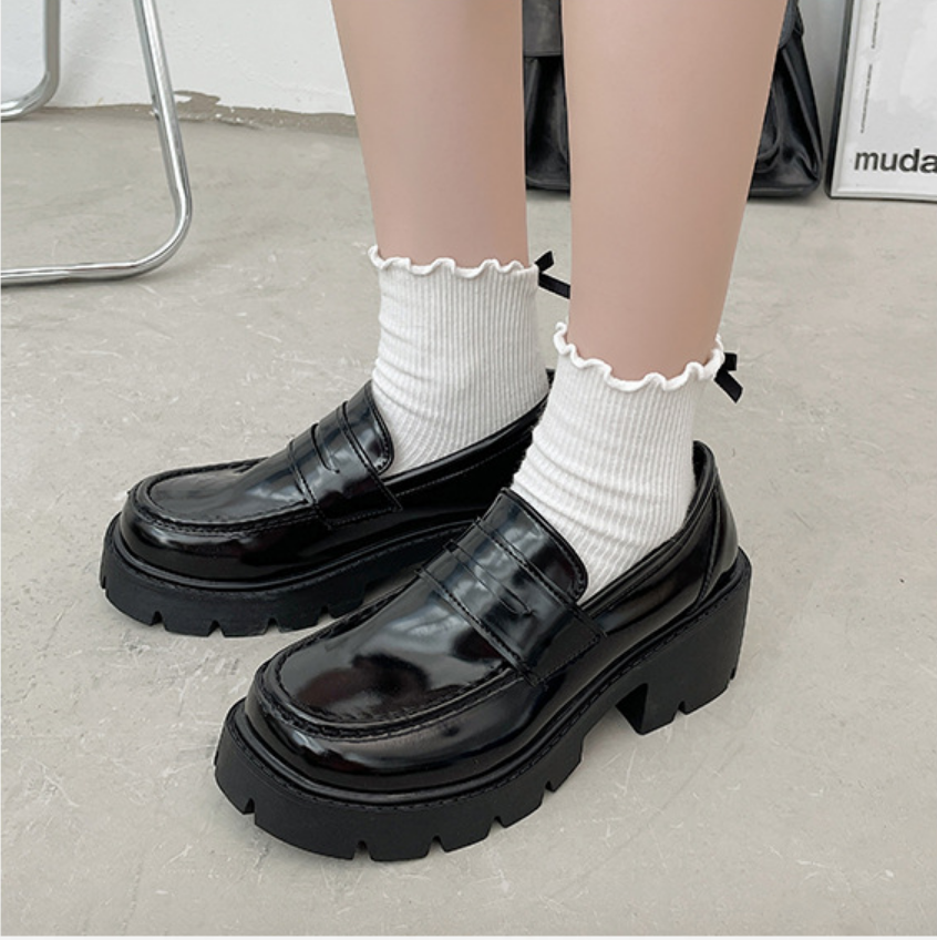 [ Hàng sẵn 35- 40] Giày LOAFER nữ/ Giày LOLITA da bóng đế dầy LOẠI TỐT phong cách Hàn Quốc GBN119