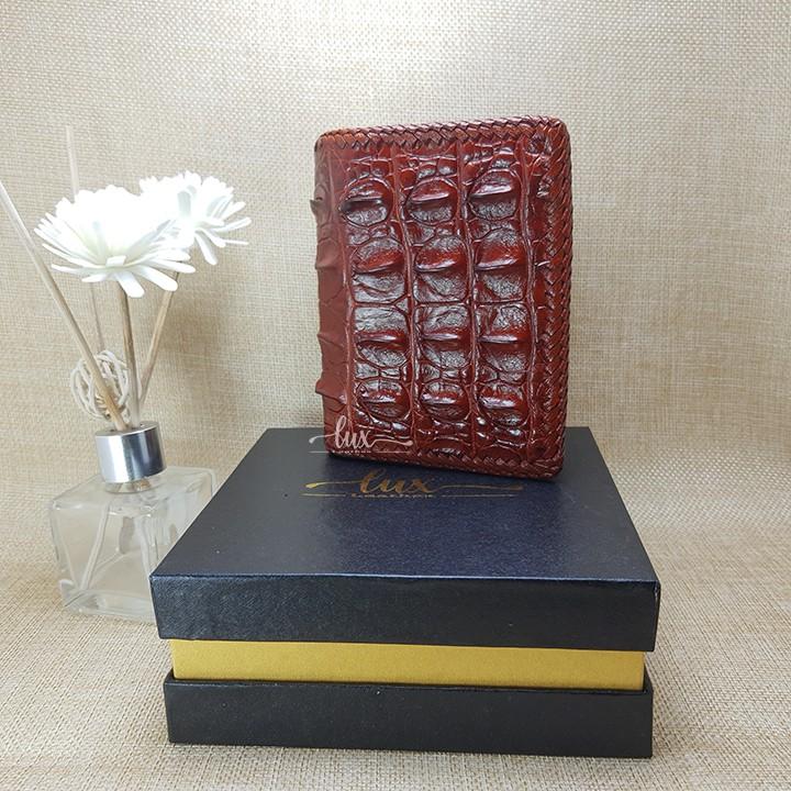 Ví Nam Da cá sấu LuxLeather LM2102 Đan Viền thủ công - Hai mặt - Kiểu đứng - Da lưng