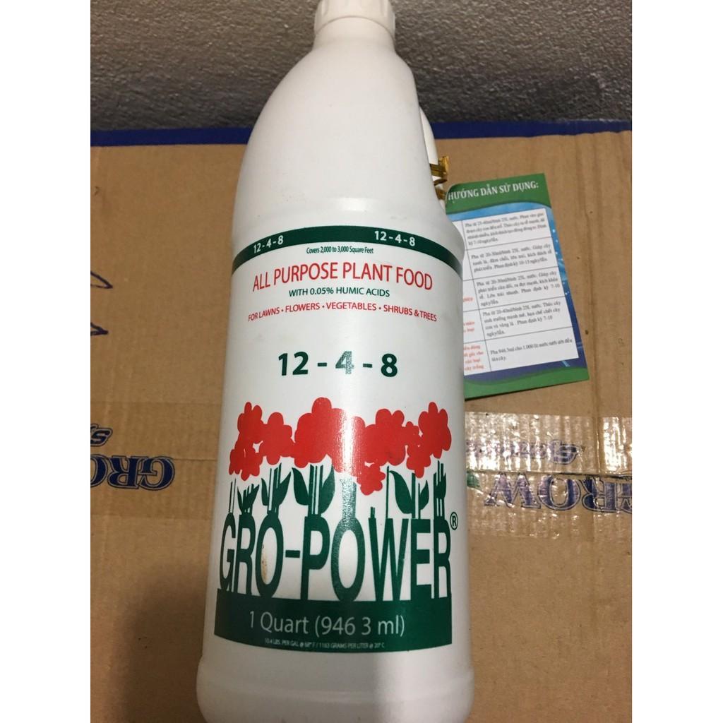 Phân Gro Power 12-4-8 nhập khẩu của Mỹ lọ 946ml