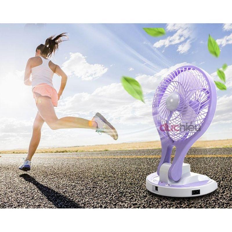 QUẠT GẤP TÍCH ĐIỆN MINI FAN JR-5580 CÓ THỂ SẠC HOẶC SỬ DỤNG ĐIỆN TRỰC TIẾP, CÓ ĐÈN SIÊU SÁNG-MÀU NGẪU NHIÊN